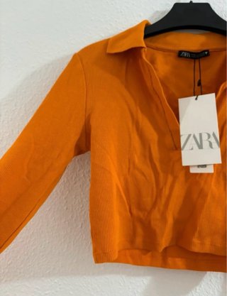 Camiseta Zara polo naranja talla M