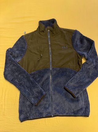 Giacca Fila pile sherpa blu e nero