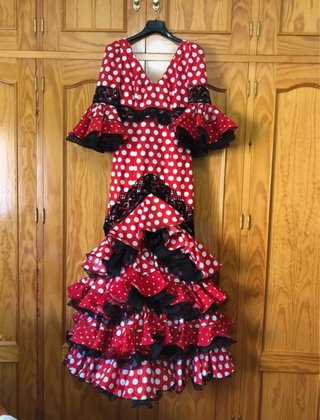 Vestido Flamenca Lunares Rojo Talla Ml