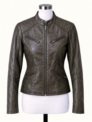Cazadora de Piel Marrón para Mujer
