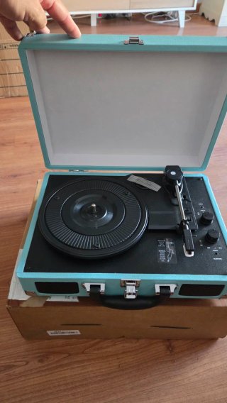 Giradischi portatile Bluetooth blu turchese