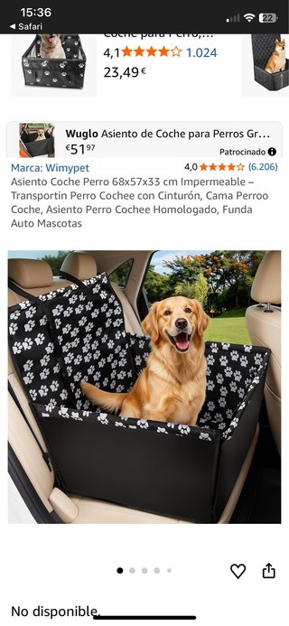 Seggiolino auto per cani