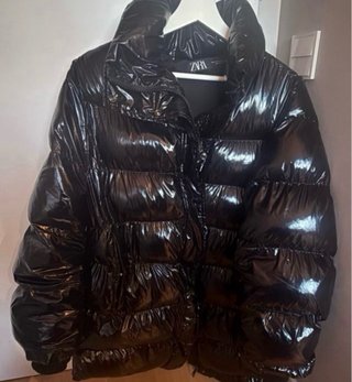 Anorak Acolchado Brillante Zara Negro