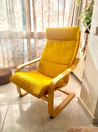 Sillón Ikea Mostaza Tela y Madera