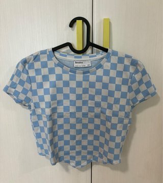 Camiseta cuadros Bershka S