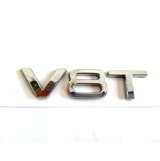 Emblema logo Audi V8T plata negro rojo