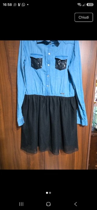 Vestito Guess Denim e Tulle Nero