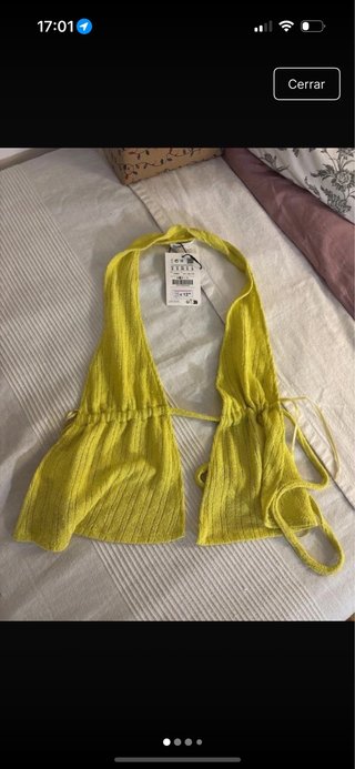 Top Espalda Abierta Pull&Bear Amarillo