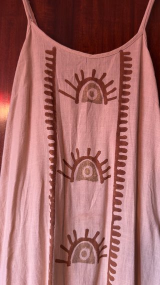 Vestido boho beige y marrón talla única