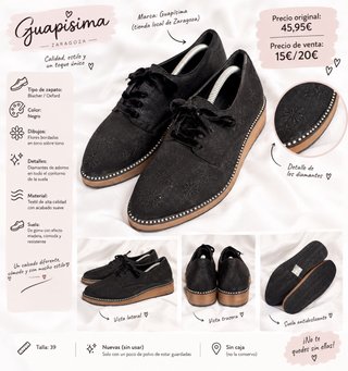 Zapatos Blucher Guapísima Negros Talla 39