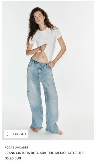 Jeans Anchos Rotos Zara TRF Talla 36
