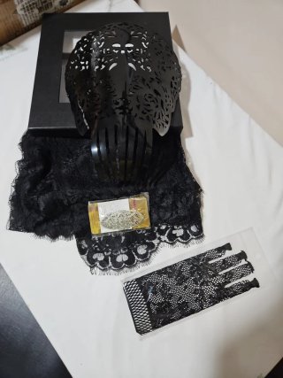 Set Mantilla de Madrina con Peineta y Accesorios