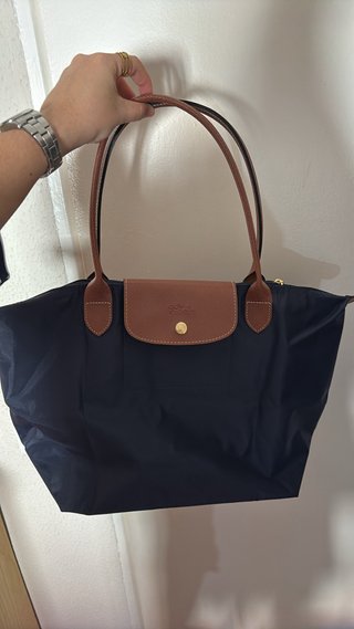 Bolso Longchamp Azul Marino y Marrón