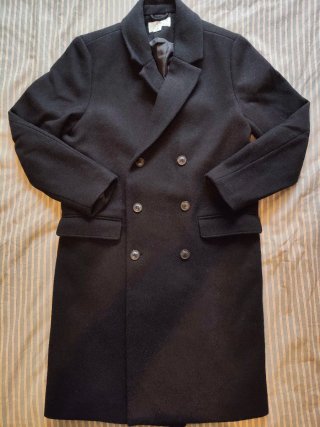 Abrigo largo negro. H&M. Lana. T.50. (M/L) hombre
