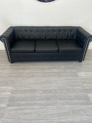 Sofá Chesterfield vidaXL Negro Piel Sintética