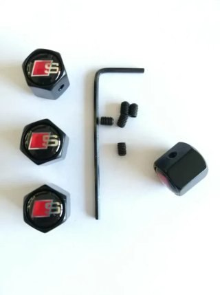Tapones válvulas Audi S-line negros antirrobo