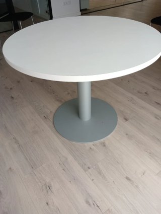 Mesa redonda blanca 100cm base metálica