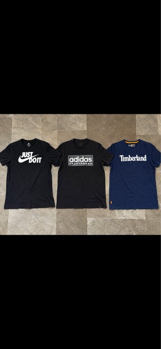 Pack 3 Camisetas Nike, Adidas y Timberland