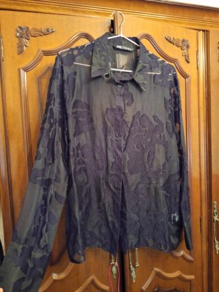Camisa Negra Zara Transparente Talla L