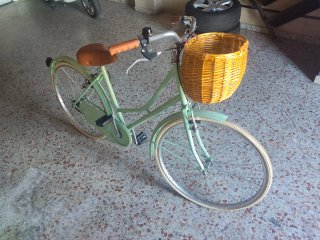 Bicicleta de paseo verde con cesta