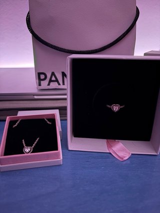 Conjunto Pandora Anillo y Collar Corazón