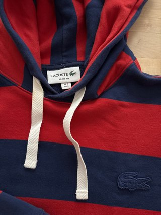 Sudadera Lacoste Rayas Roja y Azul Talla S