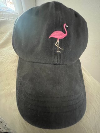 Gorra Negra con Flamenco Rosa Bordado original