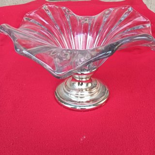 Centro de mesa cristal y plata