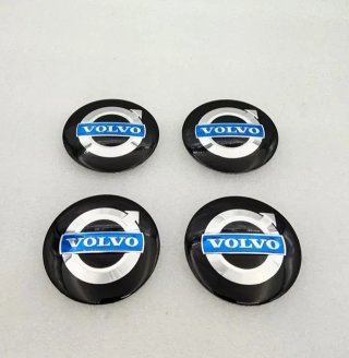 Chapas de centro de rueda Volvo negro y azul 56 mm