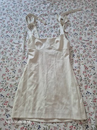 Vestido blanco Zara tirantes lazo