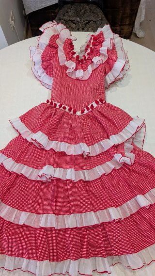 507 Traje de flamenca rojo y blanco 8-10 años