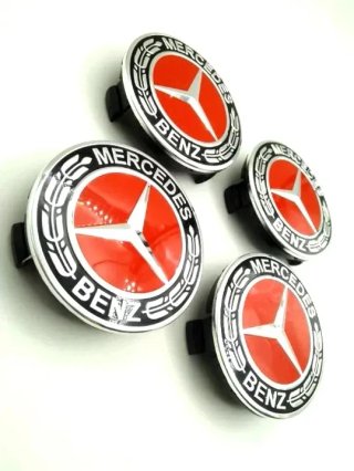 Centro de rueda Mercedes rojo 75 mm tapabujes