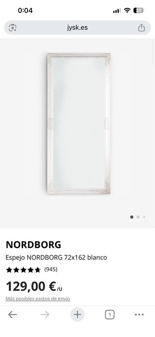 Espejo NORDBORG 72x162 Jysk Blanco