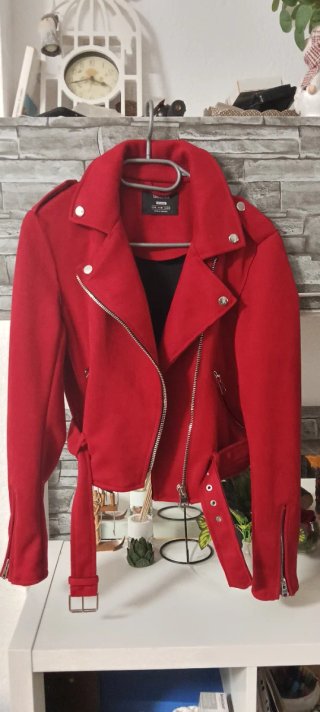 Chaqueta Biker Roja Bershka Talla M
