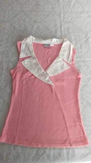 Top rosa Venca cuello blanco talla 34/36 (S/XS)