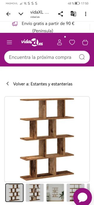 Estantería de pared de madera nueva