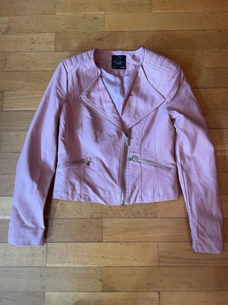 Cazadora efecto piel rosa Ile