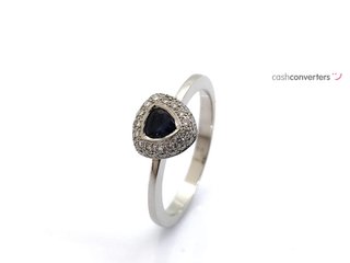 sortija oro 18k con piedra con diamante,zafiro