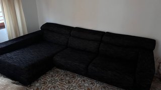 Sofá Chaise Longue Negro Tela