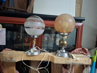 Lote 2 Lámparas Vintage Cristal y Metal