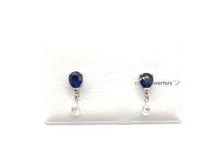 pendientes oro 18k con piedra con diamante,zafiro