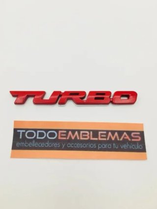 Emblema placa turbo 96 x 11 mm rojo