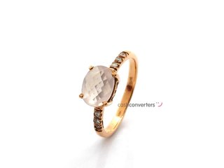 sortija oro 18k con piedra con cuarzo,diamante