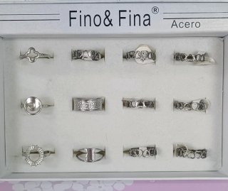 Lote 12 Anillos Acero Inox Fino & Fina