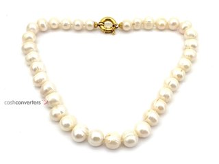 collar oro 19k con piedra con perla 21cm