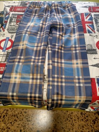 Pantalón Palazzo Cuadros Azul y Beige