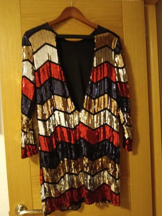 Vestido fiesta lentejuelas zig-zag
