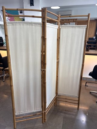Biombo de Bambú y Tela Beige