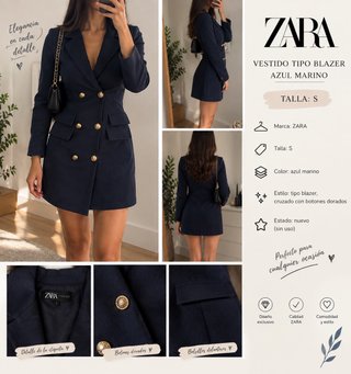 Vestido Blazer Zara Azul Marino Talla S