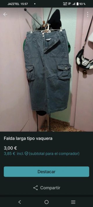 Falda larga tipo vaquera